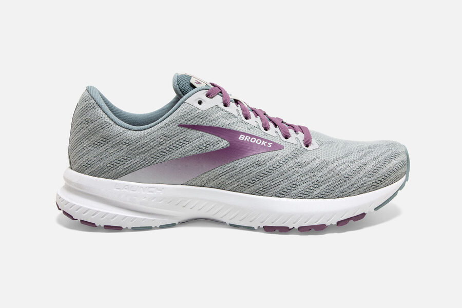 Brooks Running Shoes - Launch 7 Road Womens - Grey/Purple - SAJ-371864